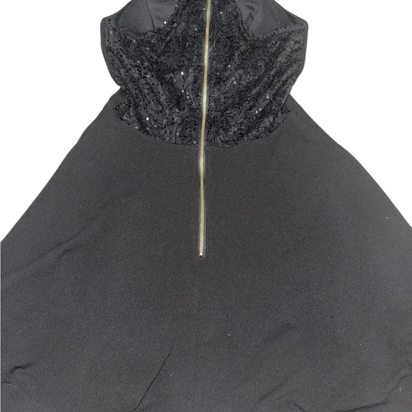 NWT My Michelle Junior’s Black Halter Lace Back Fit & Flare Party Dress Size 5 - Picture 9 of 16